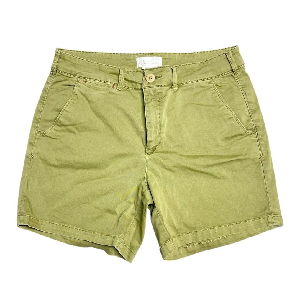 BY ANTHROPOLOGIE Mid-Rise Chino Shorts in "Holly" Light Olive Green Size 31